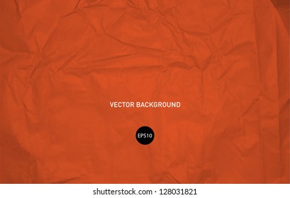 Vector crumpled orange paper background