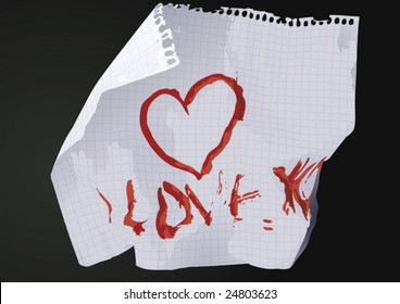 Vector crumpled paper with heart