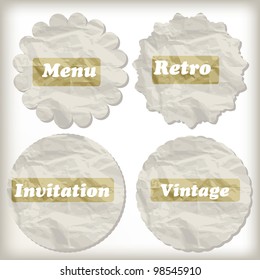 vector crumpled paper icons, place for your text