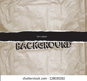 Vector crumpled torn beige recycled paper background