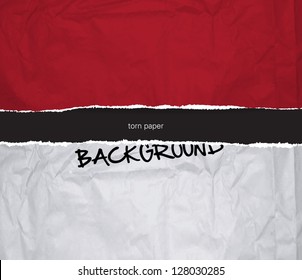 Vector crumpled torn paper background - red