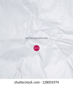 Vector crumpled white paper background