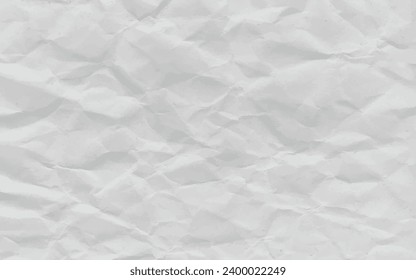 Vector crumpled white paper background. Colorful white crumpled paper texture. Rough grunge old blank. Colored background. Vector illustration