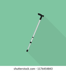 vector crutch isolated against background. stick for a walk- flat style. person with a disability. vector illustration of a beautiful crutch.