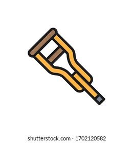 Vektorillustration Krücke, bleib flach farbige Linie Symbol.