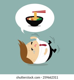 Vector of Crying businessman for Hungry