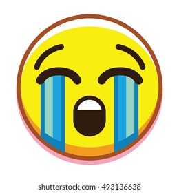 Vector Crying Face Isolated On White Background