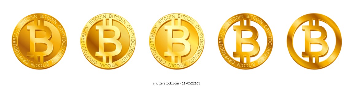 Vector cryptocurrency Bitcoin sign (Bitcoin icon) isolated on white background. Golden B coin symbol design, Digital virtual crypto currency banking concept illustration