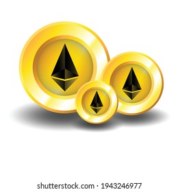 vector cryptocurrency ethereum symbol in black and gold