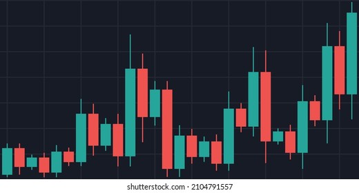 Vector Of Cryptocurrency Trading, Stock Market, Red And Green Graph, Illustration