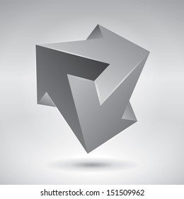 Vector crystal, 3 arrows, unreal object, design element, impossible arrows, vector design 