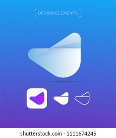 Vector crystal abstract letter V logo template. Material design, origami, flat and line style. Bird icon