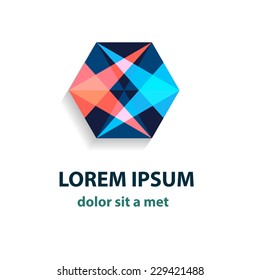 Vector crystal abstract logo. Modern polygon design