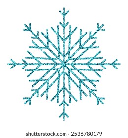 Vector crystal blue snowflake. Snowflake - Blue glitter vector Christmas Ornament on white background. EPS 10