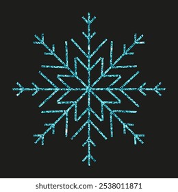 Vector crystal blue snowflake. Snowflake - Blue glitter vector Christmas Ornament on dark background