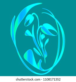 Vector crystal blue tulip for greeting card. For decoration of floral products or congratulations.