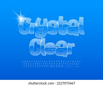 Vector Crystal Clear Font. Glass Style Alphabet Letters, Numbers and Symbols. 