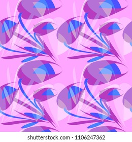 Vector crystal flowers and lilac tulips on a pink background. For paper and fabrics.