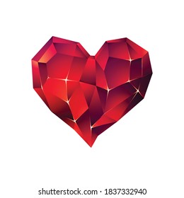 Vector crystal heart. Isolated illustration.