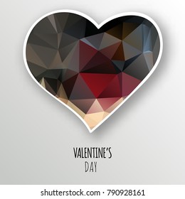 Vector crystal heart isolated on white background. Geometric rumpled triangular low poly style gradient graphic illustration. Polygonal badge design for your business.