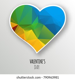 Vector crystal heart isolated on white background. Geometric rumpled triangular low poly style gradient graphic illustration. Polygonal badge design for your business.