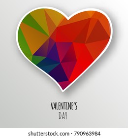 Vector crystal heart isolated on white background. Geometric rumpled triangular low poly style gradient graphic illustration. Polygonal badge design for your business.