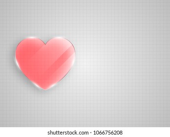 Vector crystal heart symbol on gird background represent love and health concept. Vector illustration

