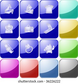 Vector of crystal modern icons, also providing background in other colors, making it easy to change the color of icons