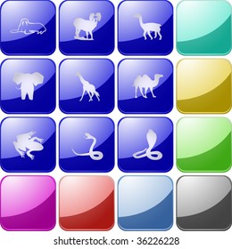 Vector of crystal modern icons, also providing background in other colors, making it easy to change the color of icons