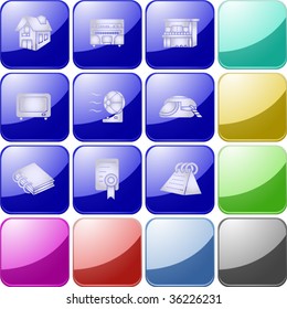 Vector of crystal modern icons, also providing background in other colors, making it easy to change the color of icons