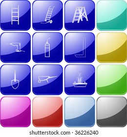 Vector of crystal modern icons, also providing background in other colors, making it easy to change the color of icons