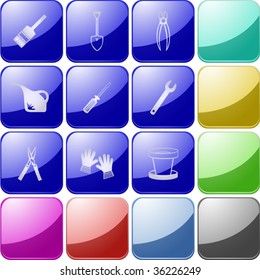 Vector of crystal modern icons, also providing background in other colors, making it easy to change the color of icons