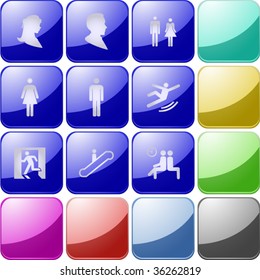 Vector of crystal modern icons, also providing background in other colors, making it easy to change the color of icons