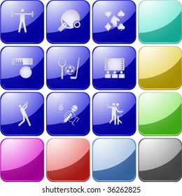 Vector of crystal modern icons, also providing background in other colors, making it easy to change the color of icons