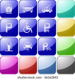 Vector of crystal modern icons, also providing background in other colors, making it easy to change the color of icons