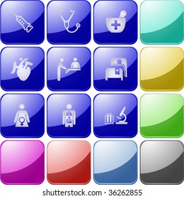Vector of crystal modern icons, also providing background in other colors, making it easy to change the color of icons