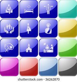 Vector of crystal modern icons, also providing background in other colors, making it easy to change the color of icons
