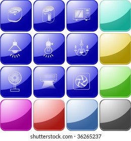 Vector of crystal modern icons, also providing background in other colors, making it easy to change the color of icons