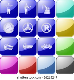 Vector of crystal modern icons, also providing background in other colors, making it easy to change the color of icons