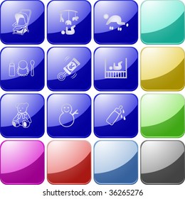Vector of crystal modern icons, also providing background in other colors, making it easy to change the color of icons