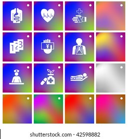 Vector of crystal modern icons, also providing background in other colors, making it easy to change the color of icons