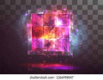 vector crystal. power and energy of the elements. blue, violet, neon glow.