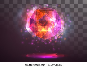 vector crystal. power and energy of the elements. blue, violet, neon glow.