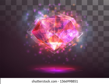 vector crystal. power and energy of the elements. blue, violet, neon glow.