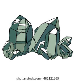 Vector crystal shapes. Quartz. Color vector illustration.