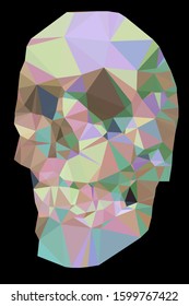 vector crystal skull low-poly style on black background
