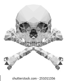 vector crystal skull on white background / Human skull front view made with triangles-Vector design / Conceptual human skull-Vector illustration / T-shirt Graphics