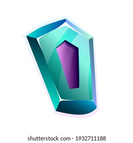 Vector crystal stone or gem. Colorful magic gemstone. Vector game design element on a white background.