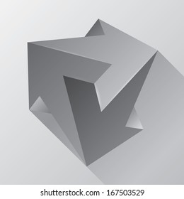 Vector crystal, unreal object, design element, impossible arrows 