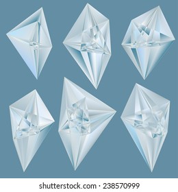 Vector crystals on blue background.